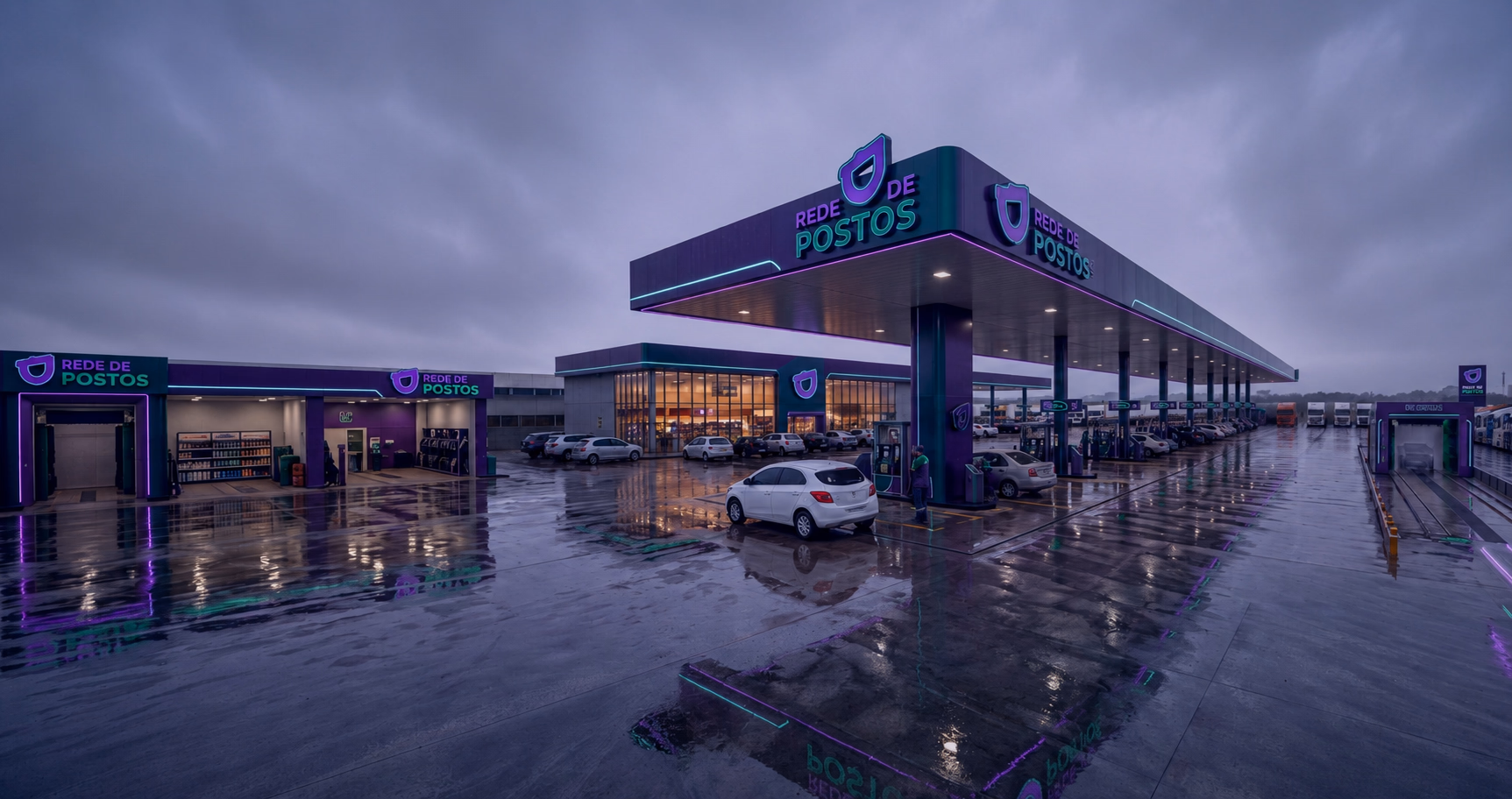 Posto de combustível com a plataforma Duby